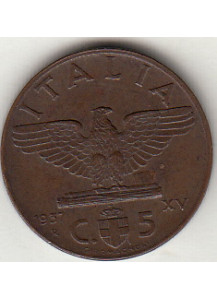 1937 5 Centesimi Impero Rame Vittorio Emanuele III BB